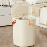 20L Sensor Trash Can with Handle ABS Automatic Induction Touchless Garbage Can for Bathroom Cream Color - Low Angle