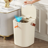 20L Sensor Trash Can with Handle ABS Automatic Induction Touchless Garbage Can for Bathroom Cream Color