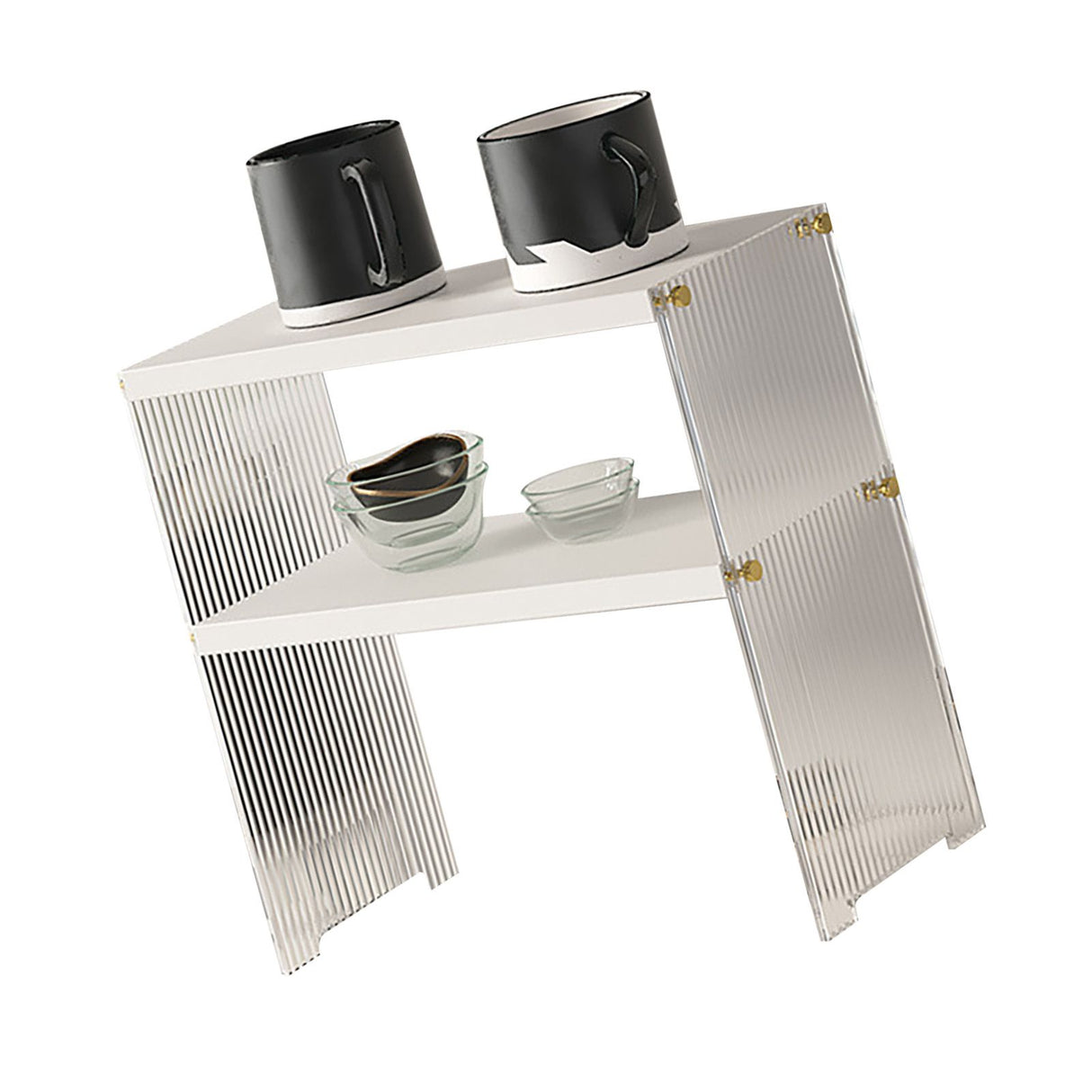 Coffee Mug Storage Shelf Stable Support Large Capacity Countertop Organizer for Living Room Bedroom White 2 Tier