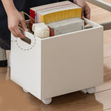Book Storage Box with Dual Side Handles Stackable 50kg Load Bearing Multifunctional Use File Storage Bins With Wheel