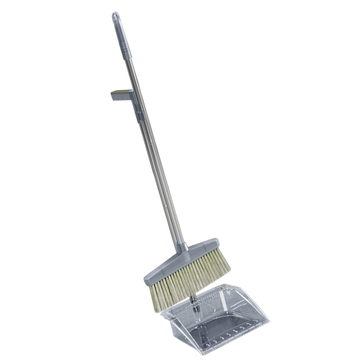 Broom Dustpan Set Cleaning Tool Dust Pan Long Handle Broom Brush Kit for Home Bedroom Gray