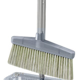 Broom Dustpan Set Cleaning Tool Dust Pan Long Handle Broom Brush Kit for Home Bedroom Gray