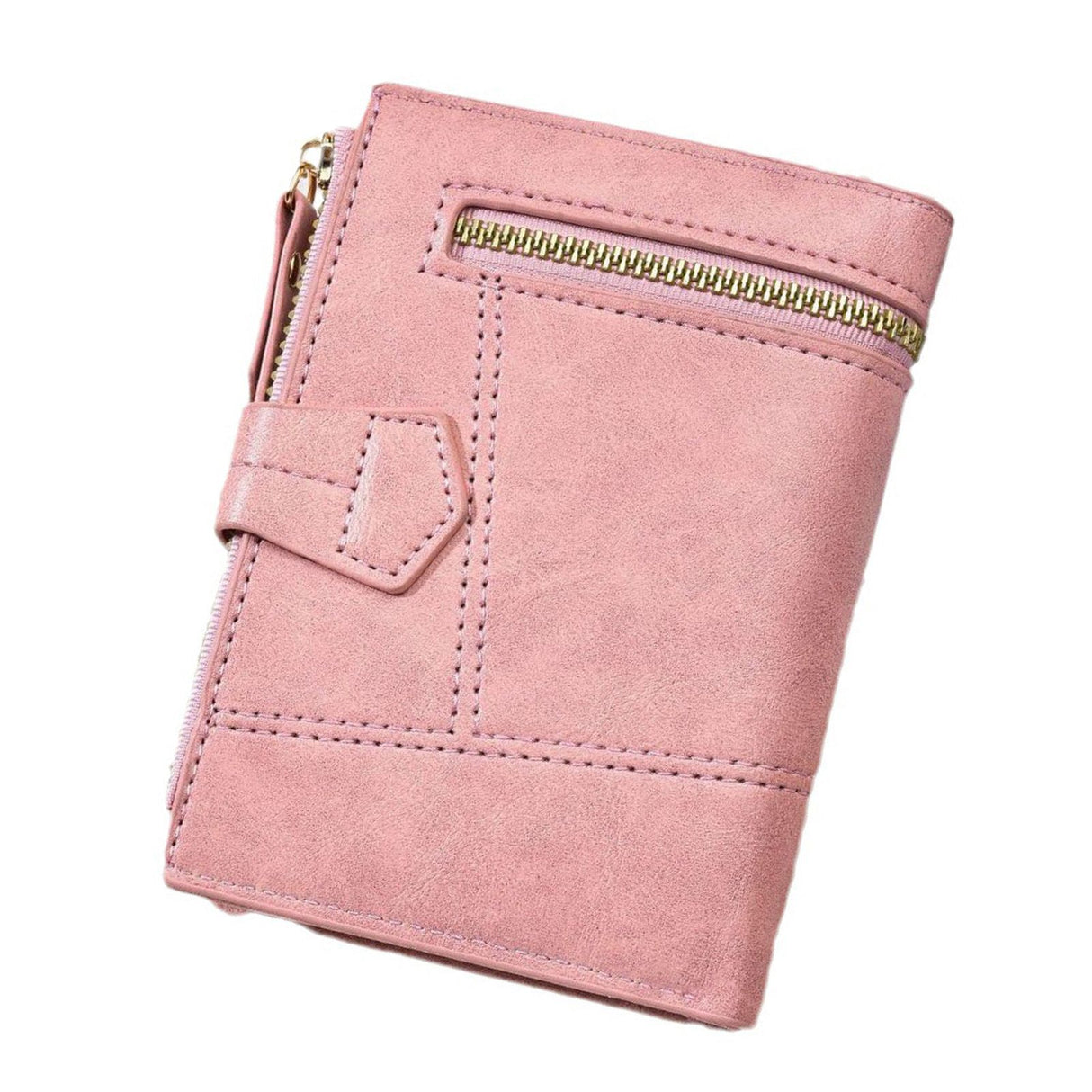 Women Wallet PU Leather Short Small Size Multiple Slots Card Holder Coin Purse for Daily Life Pink