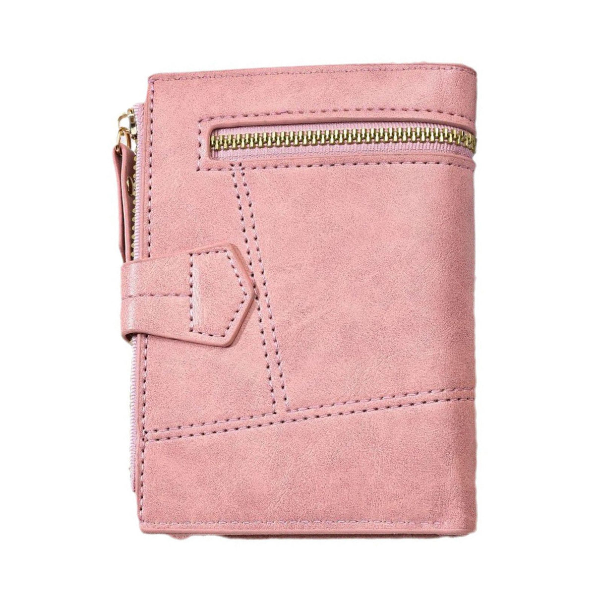 Women Wallet PU Leather Short Small Size Multiple Slots Card Holder Coin Purse for Daily Life Pink