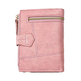 Women Wallet PU Leather Short Small Size Multiple Slots Card Holder Coin Purse for Daily Life Pink - Side View