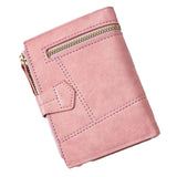 Women Wallet PU Leather Short Small Size Multiple Slots Card Holder Coin Purse for Daily Life Pink