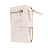 Women Wallet PU Leather Short Small Size Multiple Slots Card Holder Coin Purse for Daily Life White - Front View