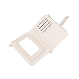 Women Wallet PU Leather Short Small Size Multiple Slots Card Holder Coin Purse for Daily Life White