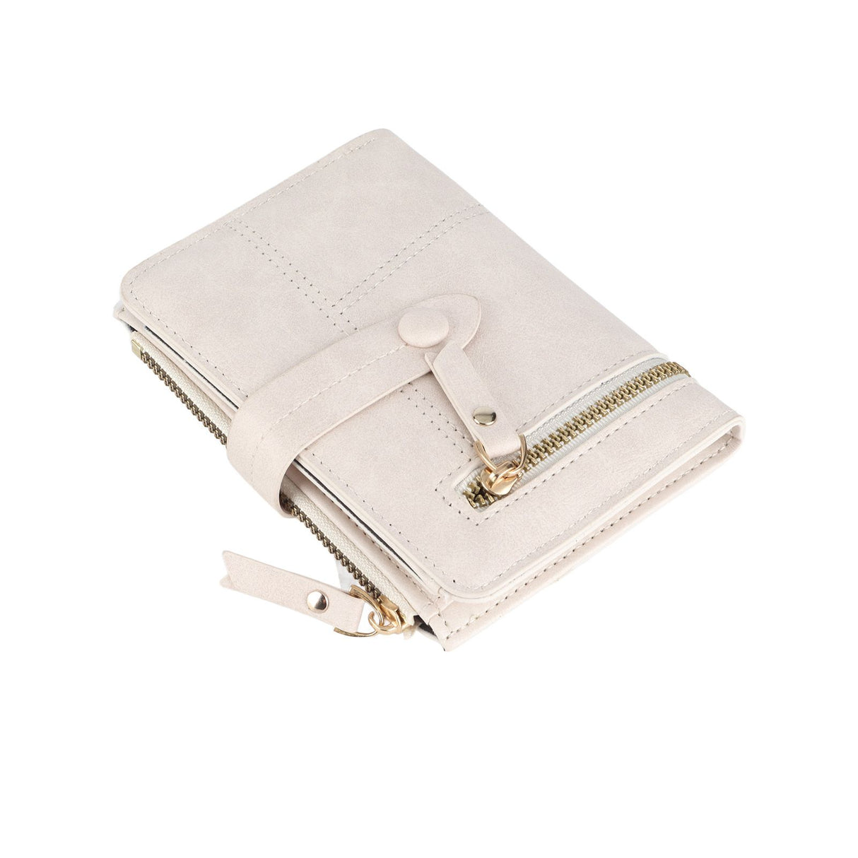 Women Wallet PU Leather Short Small Size Multiple Slots Card Holder Coin Purse for Daily Life White