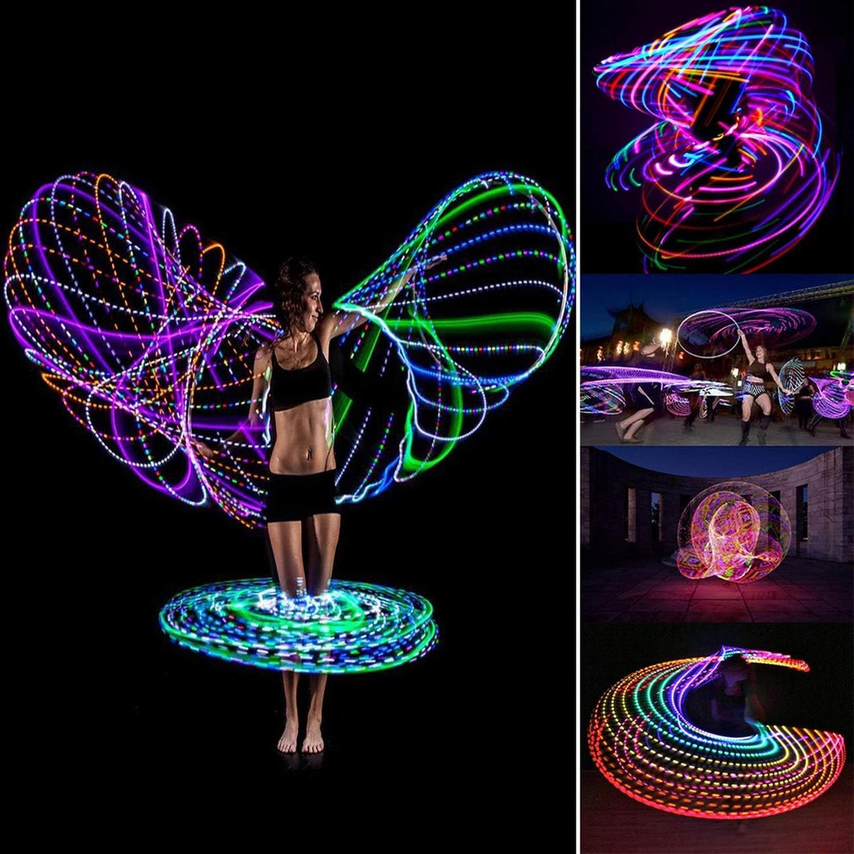 35 Inch LED Hoop RGB Auto Color Changing Dance Exercise Light Up Hoop Fitness Equipment for Kids Adults Beginners
