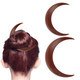 2Pcs Moon Hair Fork ABS Decorative Portable Moon Hairpin Hair Stick for Daily Shopping Cosplays Brown