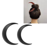 2Pcs Moon Hair Fork ABS Decorative Portable Moon Hairpin Hair Stick for Daily Shopping Cosplays Black