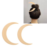 2Pcs Moon Hair Fork ABS Decorative Portable Moon Hairpin Hair Stick for Daily Shopping Cosplays Beige