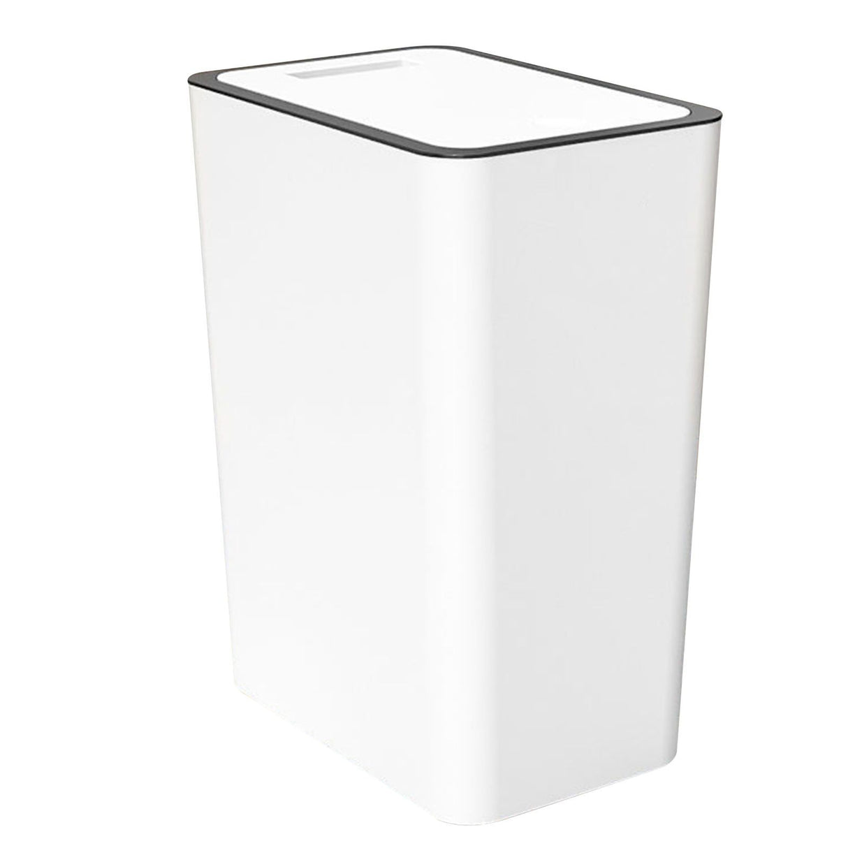 Press Type Trash Can with Cover 15L Capacity Plastic Garbage Bin for Bathroom Toilet Kitchen White