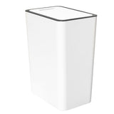 Press Type Trash Can with Cover 15L Capacity Plastic Garbage Bin for Bathroom Toilet Kitchen White - Side View