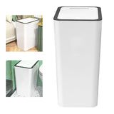 Press Type Trash Can with Cover 15L Capacity Plastic Garbage Bin for Bathroom Toilet Kitchen White - 45-Degree Angle