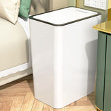 Press Type Trash Can with Cover 15L Capacity Plastic Garbage Bin for Bathroom Toilet Kitchen White