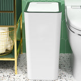 Press Type Trash Can with Cover 15L Capacity Plastic Garbage Bin for Bathroom Toilet Kitchen White