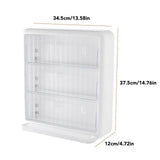 Wall Mounted Coffee Capsule Holder Clear Acrylic Compact Tea Bag Storage Rack for Office L Two Layer Without Grids + One Layer with Three Compartments - Front View