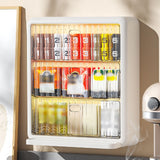 Wall Mounted Coffee Capsule Holder Clear Acrylic Compact Tea Bag Storage Rack for Office L Two Layer Without Grids + One Layer with Three Compartments - Side View