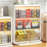 Wall Mounted Coffee Capsule Holder Clear Acrylic Compact Tea Bag Storage Rack for Office L Two Layer Without Grids + One Layer with Three Compartments - Rear View
