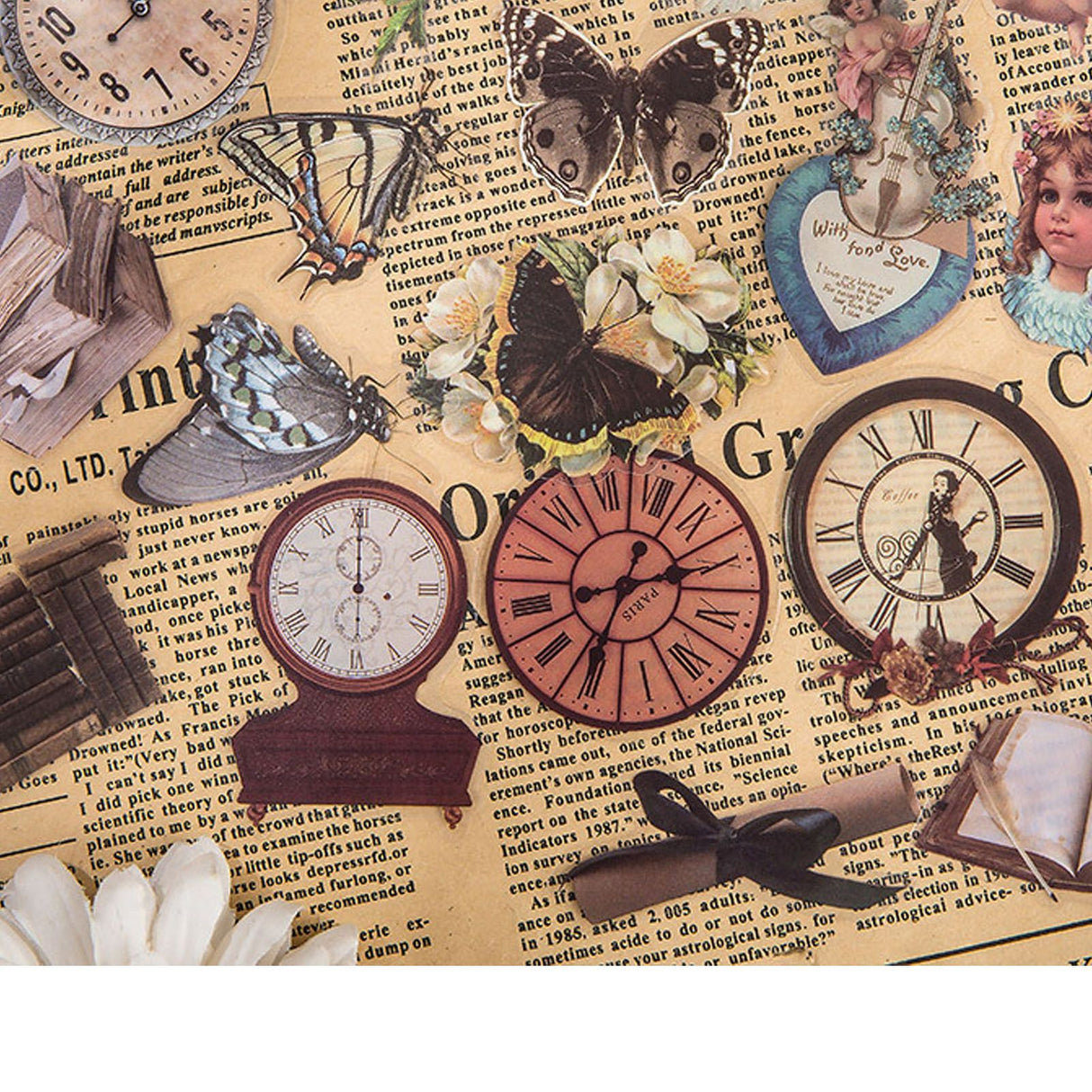 40pcs Vintage Romantic Stickers Quicksand Series PET Delicate Patterns Nostalgic Decals for Diary Notebook Clock