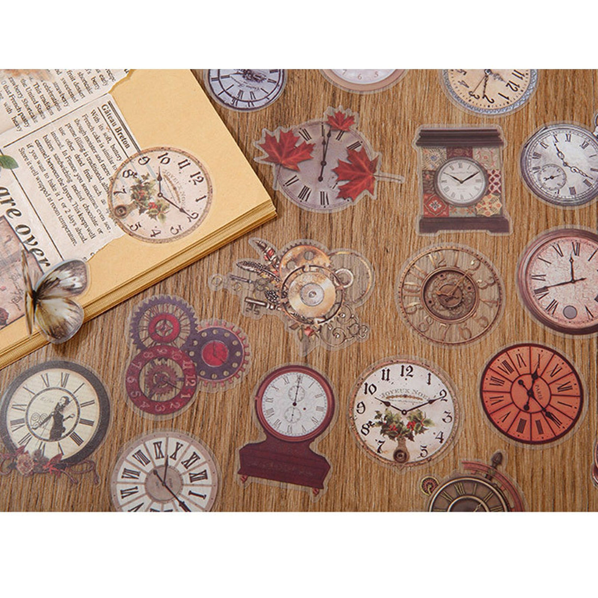 40pcs Vintage Romantic Stickers Quicksand Series PET Delicate Patterns Nostalgic Decals for Diary Notebook Clock