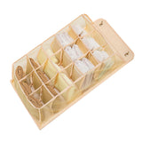 Closet Hanging Underwear Organizer Mesh Oxford Cloth PP Board Underwear Wall Shelf Wardrobe Hanging Storage Bag for Bra Socks Underpants 15 Pockets Beige