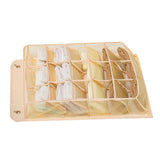 Closet Hanging Underwear Organizer Mesh Oxford Cloth PP Board Underwear Wall Shelf Wardrobe Hanging Storage Bag for Bra Socks Underpants 15 Pockets Beige - Side View