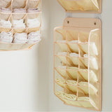 Closet Hanging Underwear Organizer Mesh Oxford Cloth PP Board Underwear Wall Shelf Wardrobe Hanging Storage Bag for Bra Socks Underpants 15 Pockets Beige