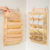Closet Hanging Underwear Organizer Mesh Oxford Cloth PP Board Underwear Wall Shelf Wardrobe Hanging Storage Bag for Bra Socks Underpants 15 Pockets Beige - Extra Image