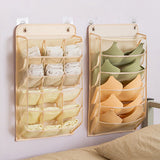 Closet Hanging Underwear Organizer Mesh Oxford Cloth PP Board Underwear Wall Shelf Wardrobe Hanging Storage Bag for Bra Socks Underpants 15 Pockets Beige - Extra Image
