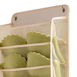 Closet Hanging Underwear Organizer Mesh Oxford Cloth PP Board Underwear Wall Shelf Wardrobe Hanging Storage Bag for Bra Socks Underpants 5 Pockets Beige