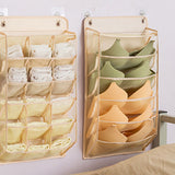 Closet Hanging Underwear Organizer Mesh Oxford Cloth PP Board Underwear Wall Shelf Wardrobe Hanging Storage Bag for Bra Socks Underpants 5 Pockets Beige - Extra Image