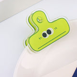 Stationery Clip Plastic Cute Cartoon Double Sided Multifunctional Long Tail Document Clamps For Office Supplies Binder Paper Green Expression - 45-Degree Angle