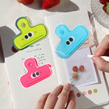 Stationery Clip Plastic Cute Cartoon Double Sided Multifunctional Long Tail Document Clamps For Office Supplies Binder Paper Green Expression - Extra Image