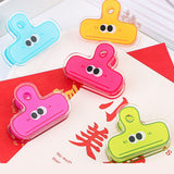 Stationery Clip Plastic Cute Cartoon Double Sided Multifunctional Long Tail Document Clamps For Office Supplies Binder Paper Blue Expression