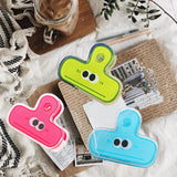 Stationery Clip Plastic Cute Cartoon Double Sided Multifunctional Long Tail Document Clamps For Office Supplies Binder Paper Blue Expression