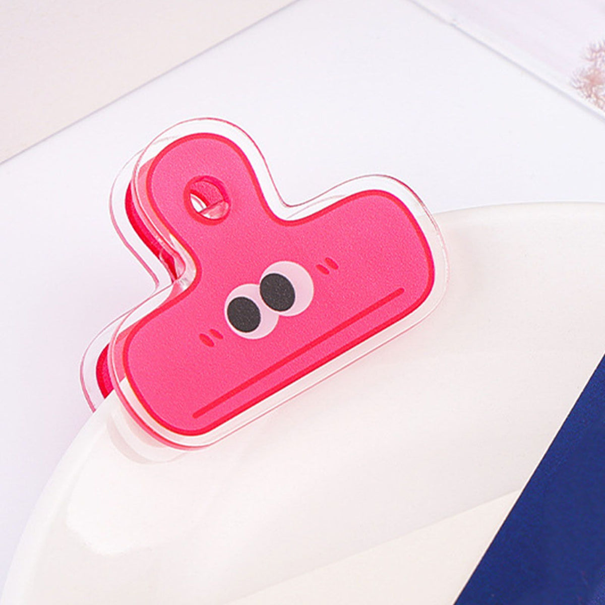Stationery Clip Plastic Cute Cartoon Double Sided Multifunctional Long Tail Document Clamps For Office Supplies Binder Paper Red Expression