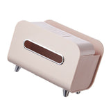 Desktop Tissue Box Multifunction Tissue Storage Dispenser with Phone Holder Remote Control Organizer Pink - Side View