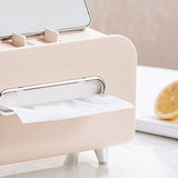 Desktop Tissue Box Multifunction Tissue Storage Dispenser with Phone Holder Remote Control Organizer Pink