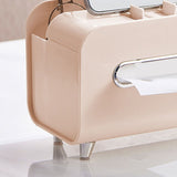 Desktop Tissue Box Multifunction Tissue Storage Dispenser with Phone Holder Remote Control Organizer Pink