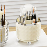 Rotating Pen Holder Desktop Makeup Brush Storage Organizer Plastic Home Decoration for Cosmetics Pencil White