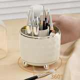 Rotating Pen Holder Desktop Makeup Brush Storage Organizer Plastic Home Decoration for Cosmetics Pencil White - Extra Image
