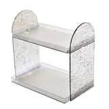 2 Tier Desk Organizer Double Layer Storage Rack Transparent Desktop Stand Holder for Stationery Cosmetic Transparent Grey