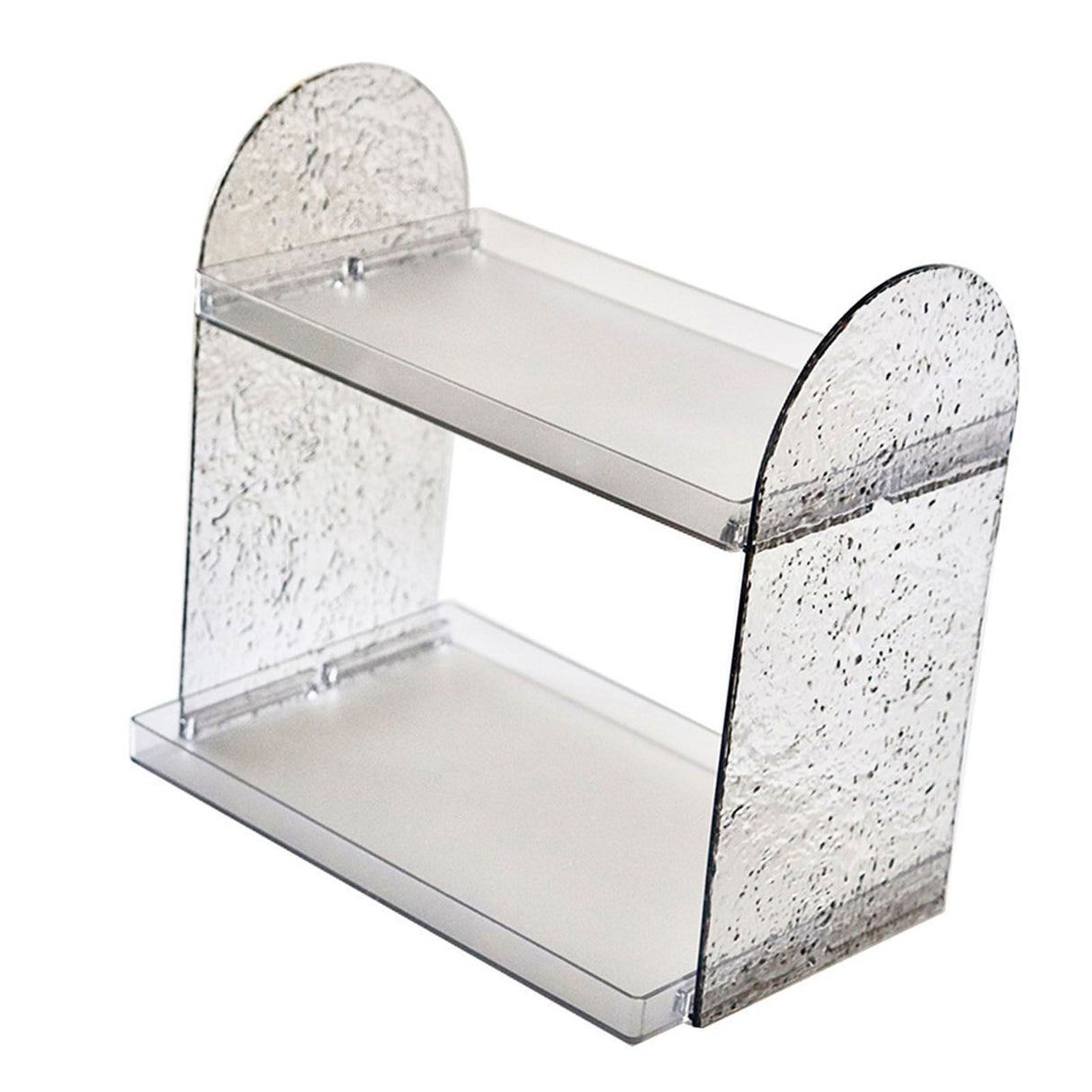 2 Tier Desk Organizer Double Layer Storage Rack Transparent Desktop Stand Holder for Stationery Cosmetic Transparent Grey