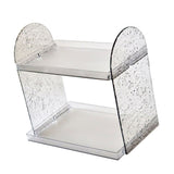 2 Tier Desk Organizer Double Layer Storage Rack Transparent Desktop Stand Holder for Stationery Cosmetic Transparent Grey - Side View