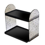 2 Tier Desk Organizer Double Layer Storage Rack Transparent Desktop Stand Holder for Stationery Cosmetic Glossy Black