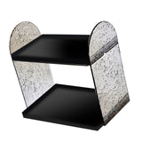 2 Tier Desk Organizer Double Layer Storage Rack Transparent Desktop Stand Holder for Stationery Cosmetic Glossy Black - Front View