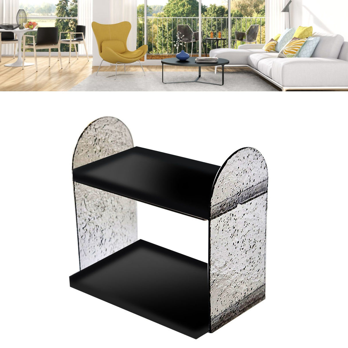 2 Tier Desk Organizer Double Layer Storage Rack Transparent Desktop Stand Holder for Stationery Cosmetic Glossy Black
